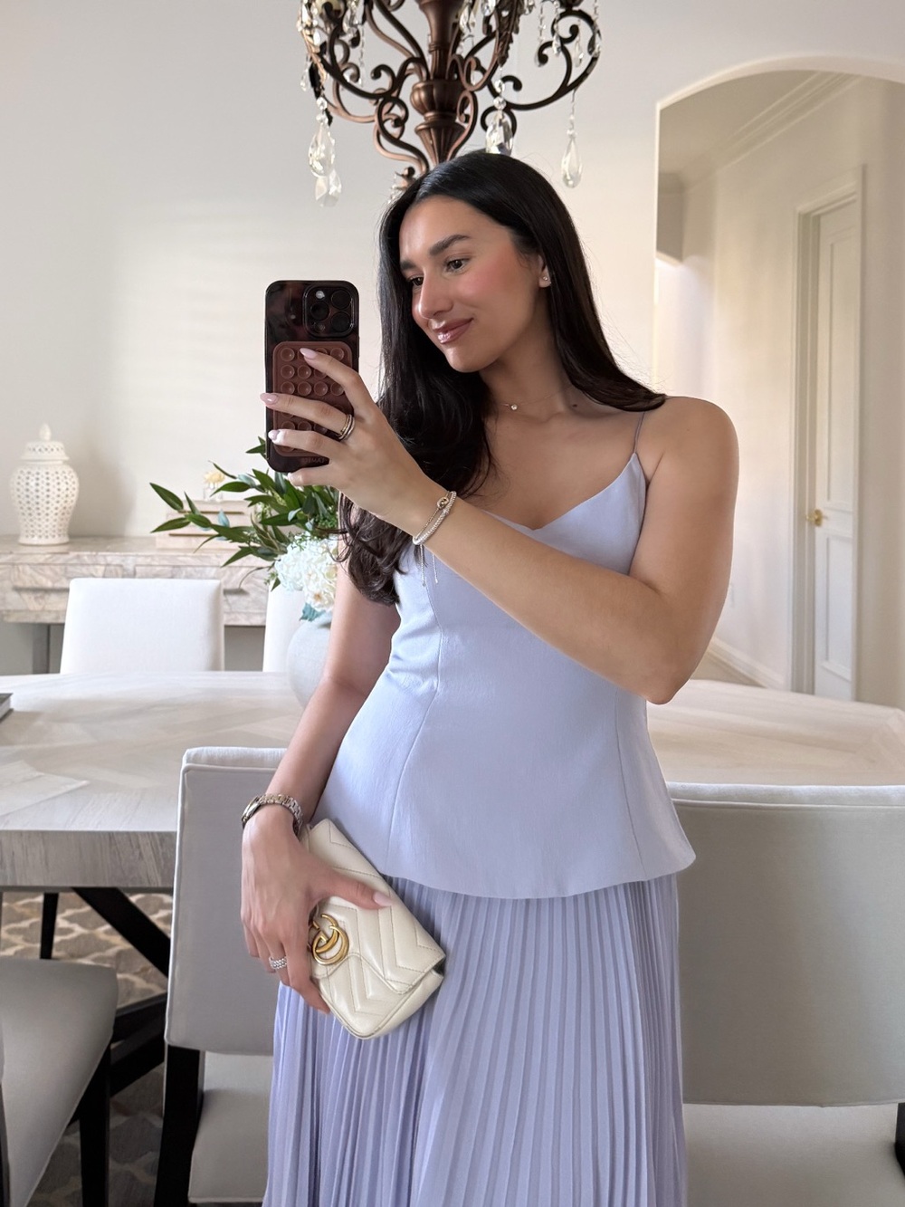 Lilac Pleated Midi Skirt & Bustier Top Set (Sold as a Set)
